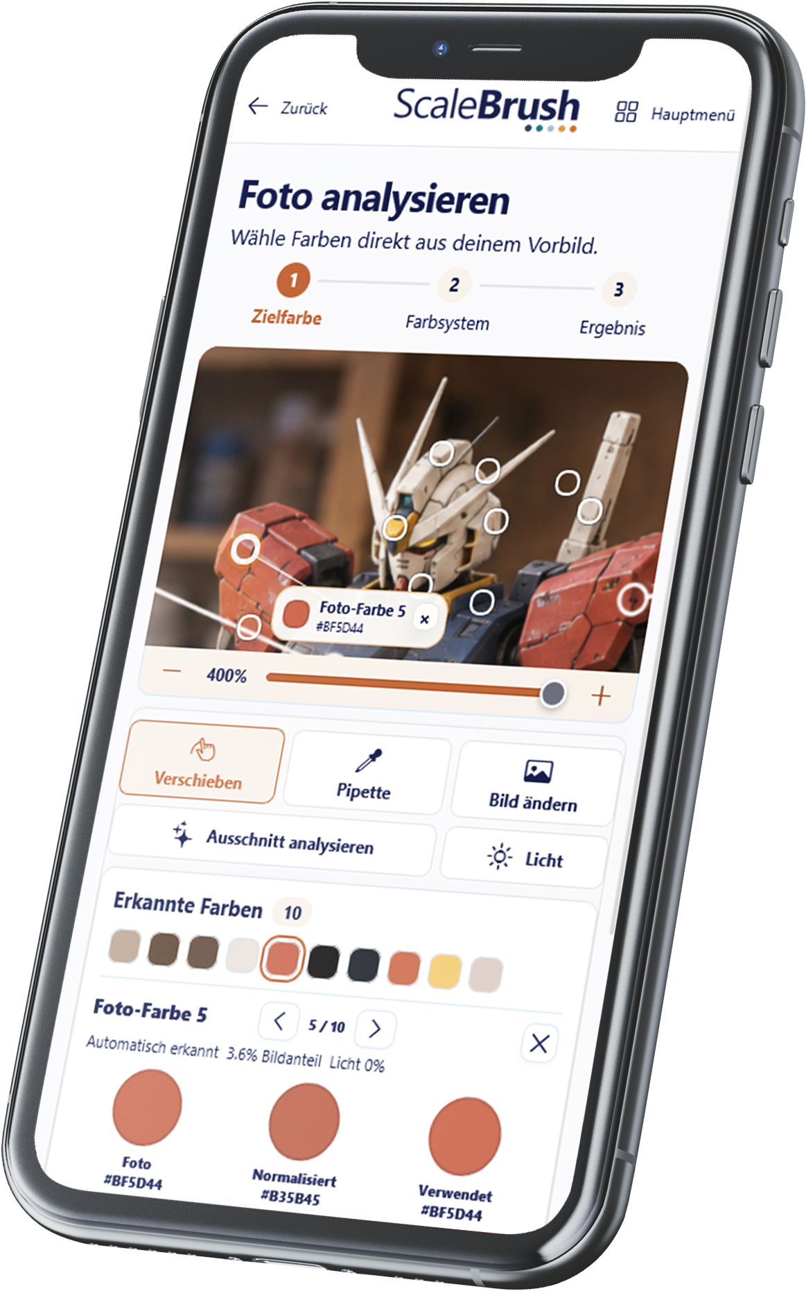 ScaleBrush-Fotoanalyse am Beispiel Gundam