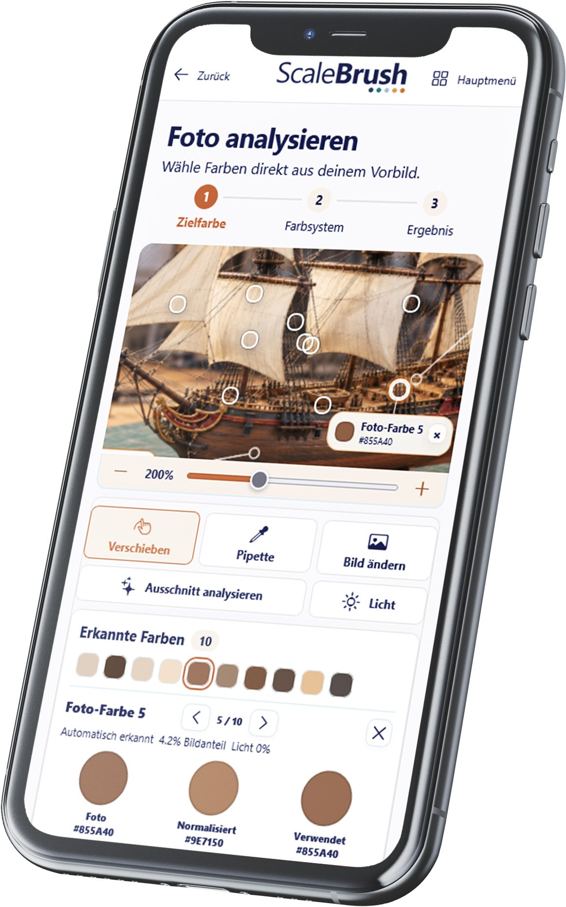 ScaleBrush-Fotoanalyse am Beispiel Segelschiff