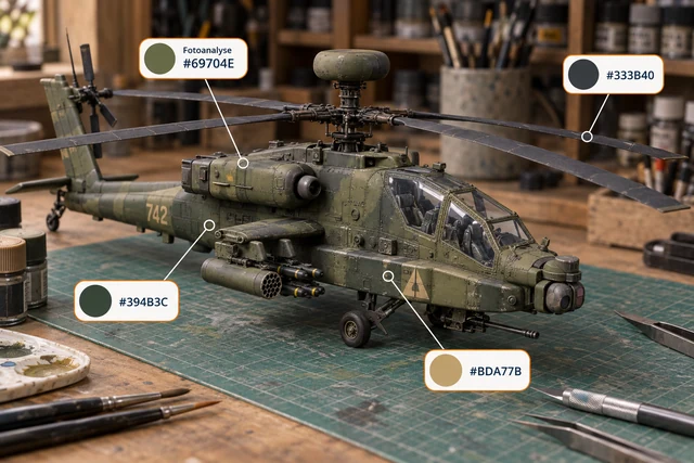 Apache-Modellhubschrauber mit Farbanalyse
