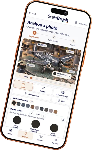 ScaleBrush photo analysis using a Propeller aircraft model (German app preview)