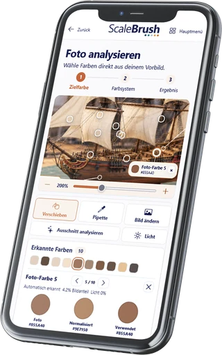ScaleBrush-Fotoanalyse am Beispiel Segelschiff
